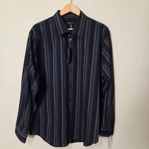 NWT Van Heusen XL 17-17.5 35/36 Long Sleeve Dress Shirt Black Stripe
